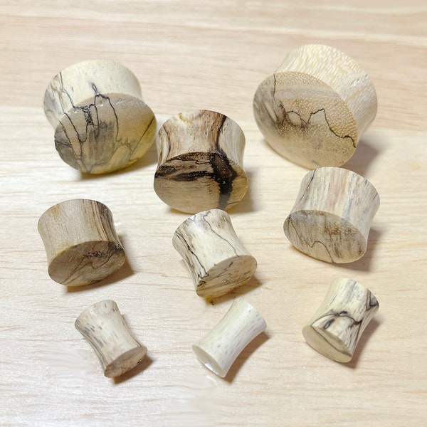 Spalted Tamarind Wood Saddle Plugs • Sold as Pair • Spalted Tamarind Wood