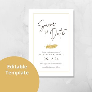 Gold Owls Inspired 4x6 Save the Date Card Canva Template - Printable Download