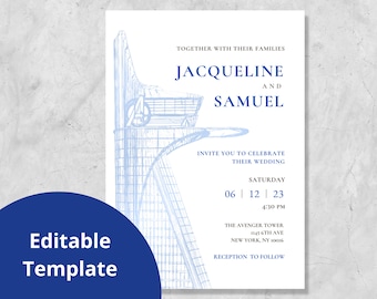 Avenger's Tower Inspired Invitation Canva Template - Printable Download