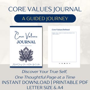 Core Values Journal to Support Positive Affirmation and Finding Yourself | Core Values Workbook with Journaling Prompts