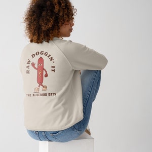 Raw Doggin' It - Hot Dog Cartoon - Organic Cotton Long Sleeve T-Shirt