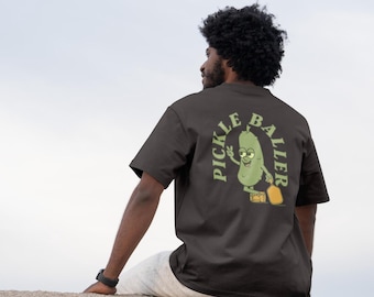 Pickle Baller T-Shirt - Organic Cotton Pickleball Shirt - Cartoon Pickle
