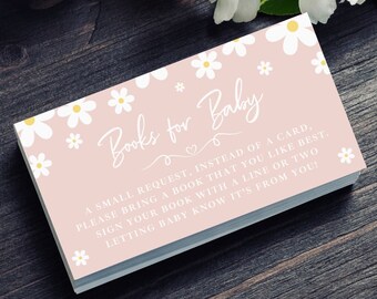 Retro Daisy First Birthday Party Books for Baby Card Insert | Printable Instant Download | Daisy Birthday Party Decor | Editable Template B5