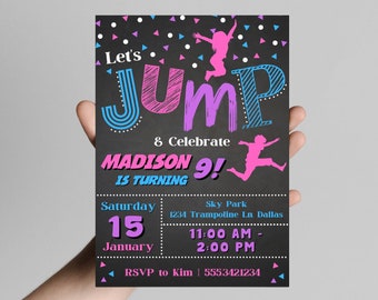 Jump Invitation, Editable Jump Birthday Invite, Trampoline Party, Bounce House Party, Jump Party, Let's Jump Party, Instant Download