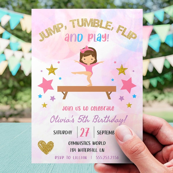 Gymnastics Birthday Invitation, Gymnastics Party Invitation, Gymnastics Birthday Party, Gymnastics, Gymnastics Invitation, Gymnastics Invite