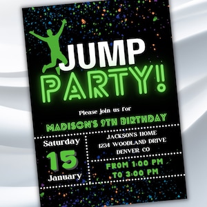 Jump Birthday Invitation | Trampoline Party Invite | Editable Printable Birthday | Jumping Party | Boys Girls | Trampoline Park | Evite