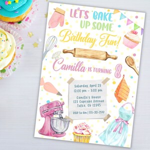 Editable Baking Birthday Party Invitation Kids Cooking Birthday Girl ...