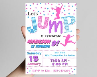 Jump Invitation, Editable Jump Birthday Invite, Trampoline Party, Bounce House Party, Jump Party, Let's Jump Party, Instant Download