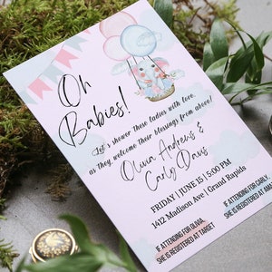 Joint Baby Shower Invitation Template, Double Baby Shower Invitation ...