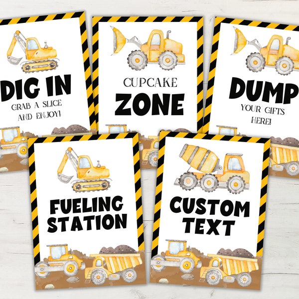 EDITABLE Construction Party Signs, DIY Construction Party Signs, Fueling Station Template, Treats for Crew, Construction Party Supplies