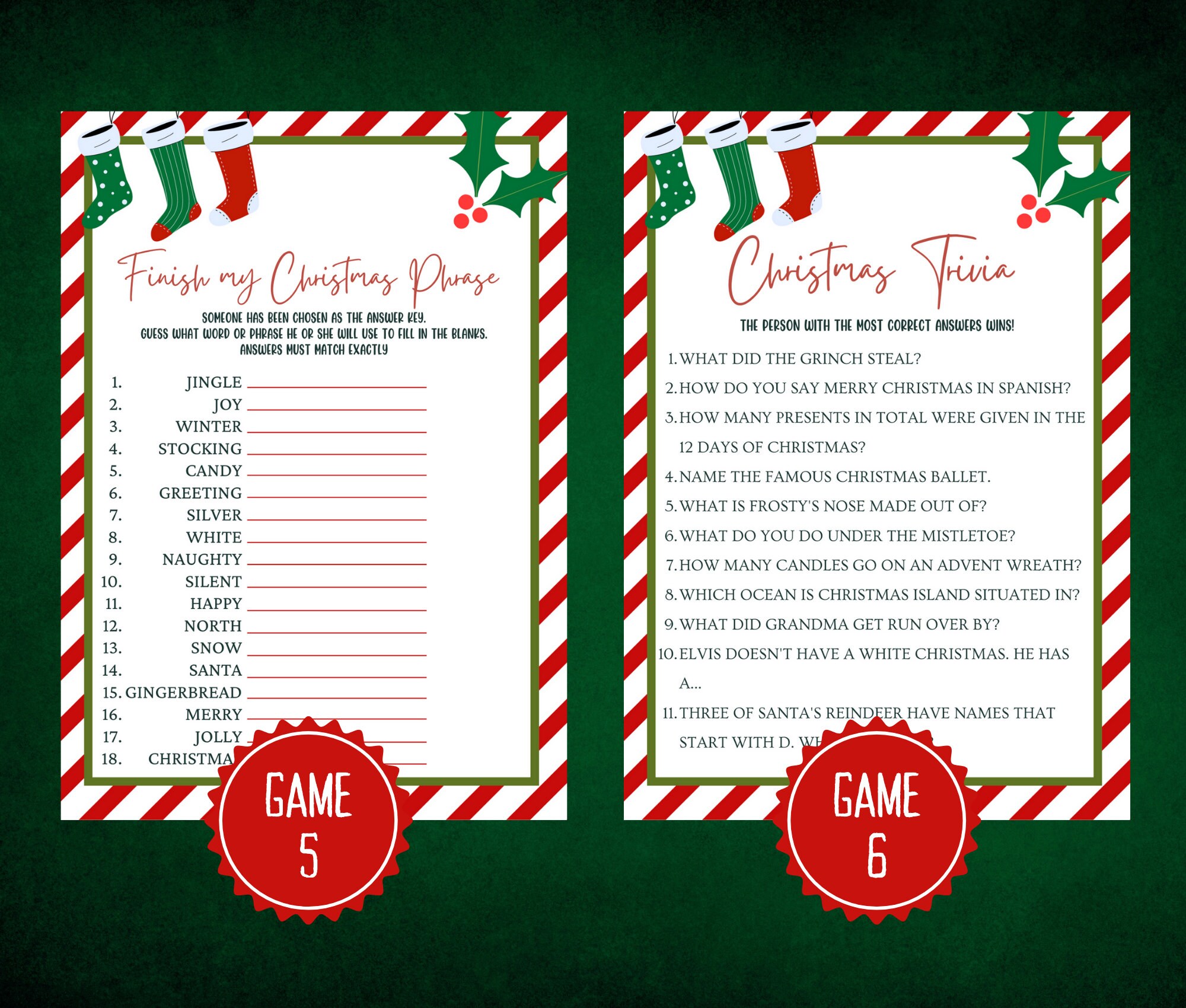 Printable Christmas Game Bundle Christmas Party Games - Etsy