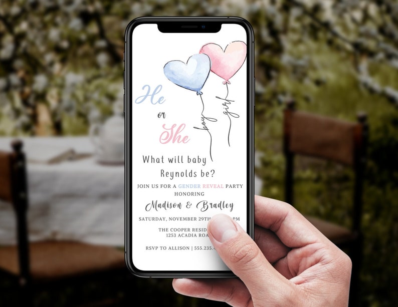 Digital Gender Reveal Invitation Electronic Gender Reveal Etsy