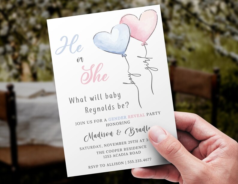Digital Gender Reveal Invitation Electronic Gender Reveal Etsy
