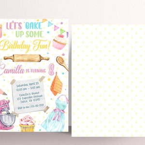 Editable Baking Birthday Party Invitation Kids Cooking Birthday Girl ...