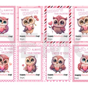 OWL VALENTINES Printable Owl Valentine Cards Classroom Valentines ...