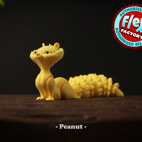 Peanut - Jouet de bureau articulé, Écureuil imprimé en 3D, Flexi Fidget Toy, Jouet animal sensoriel pour enfants