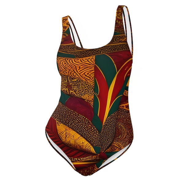 Maillot de Bain Femme 1 Pièce imprimé Wax Africain - Tailles XS à 3XL - Confort & Style