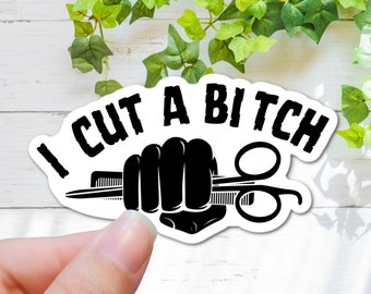 3.5" Cut a Bitch dog Groomer Fist Scissor Comb Laminated Laptop Sticker Grooming Pet Dog Groomer Groom Animals Colors Gradient