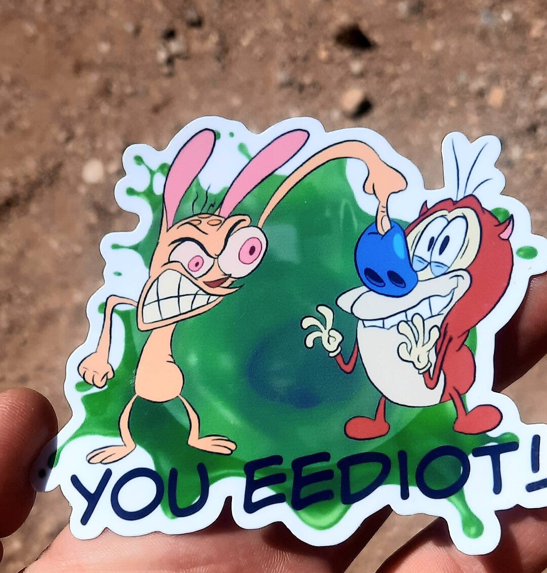 Amazing Ren and Stimpy Eediot Green Goo Laminated Sticker Etsy