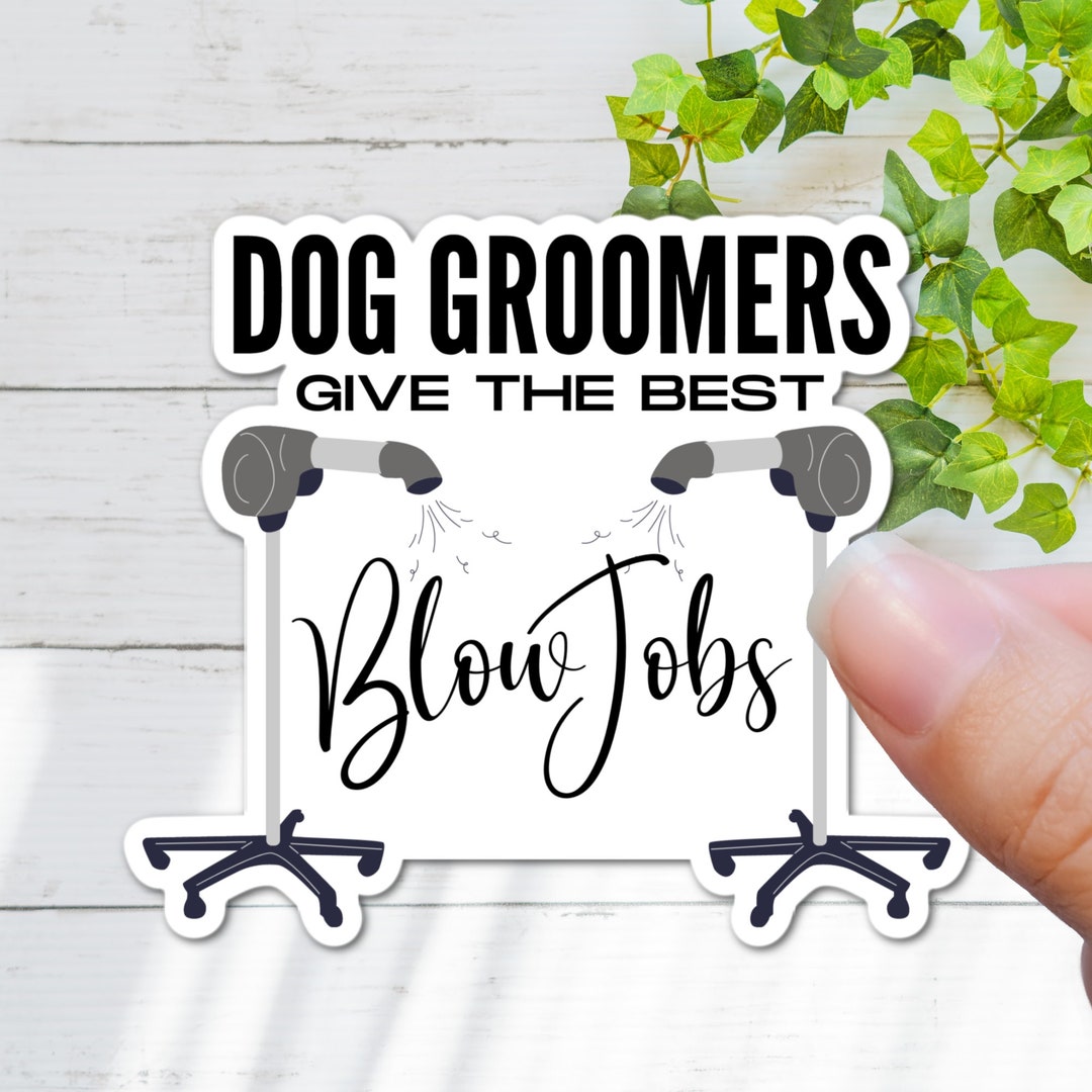 3 Dog Groomers Give the Best Blow Jobs Laminated Laptop Sticker Funny Text Dryer Grooming Pet