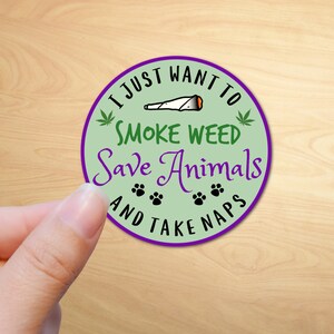 3" Smoke Herb Green Leaf Pot Stoner Laminated Sticker Laptop Sticker Hippie Yoga Meditate Animal Rescue Shelter Pet Stylist Groomer