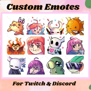 CUSTOM Emote Designs for Twitch, Discord, Youtube - Cute, Colourful