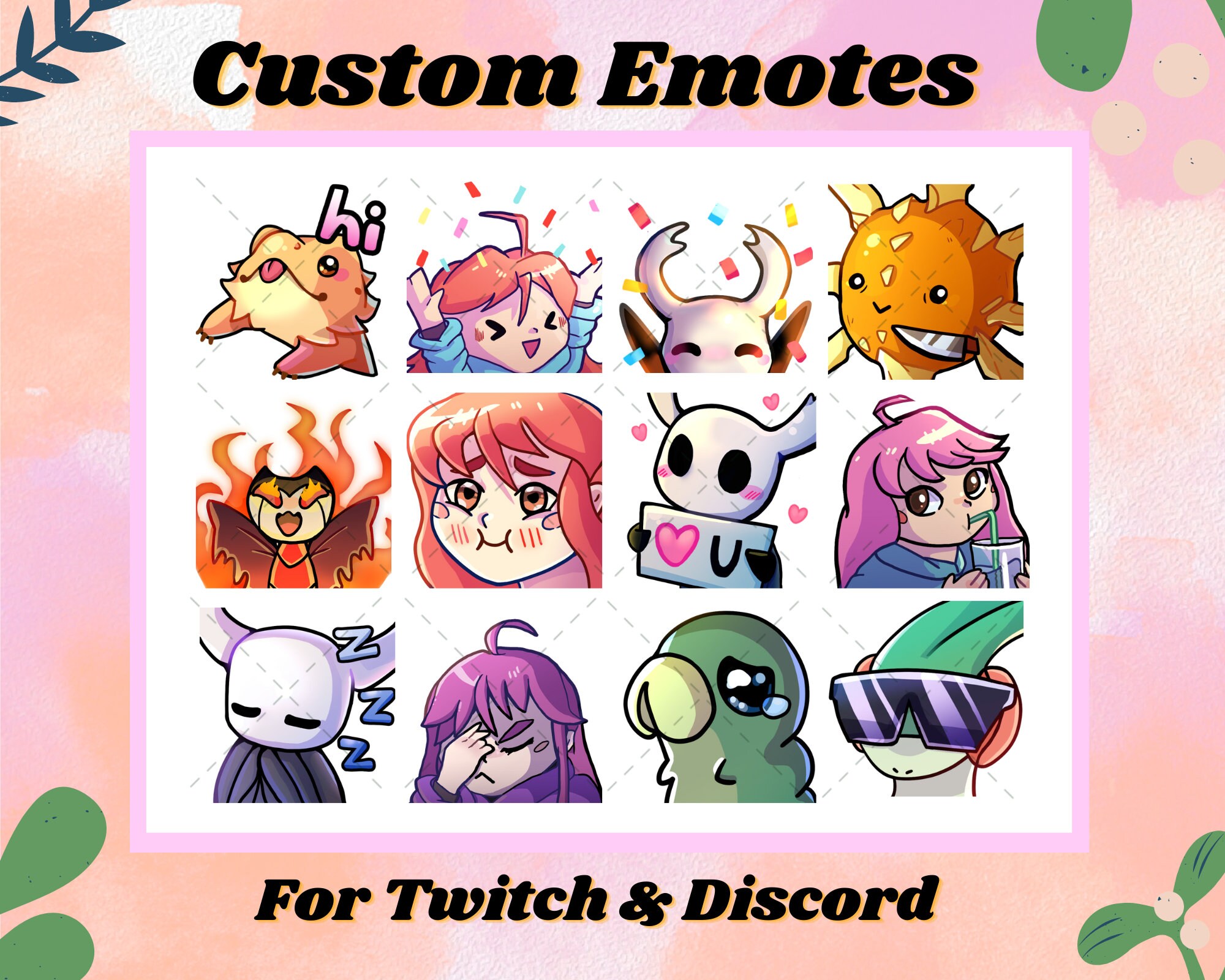 CUSTOM Emote Designs for Twitch, Discord, Youtube - Cute, Colourful - Etsy