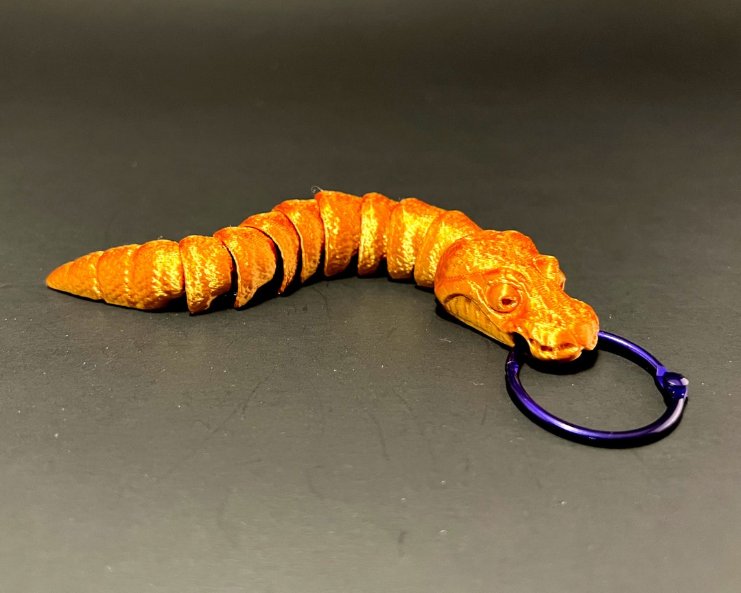 Ball Python Snake Keychain Articulated 3D Printed Flexi Fidget Key Ring