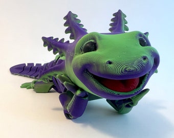 Axolotl Big Smile Edition - Articulated 3D Printed Fidget Toy Design by MatMire Makes
