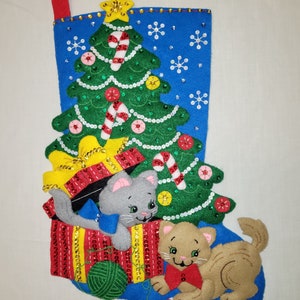 Finished Bucilla Christmas Stocking - The Pawfect Gift