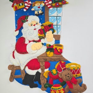 Finished Bucilla Christmas Stocking - In The Workshop