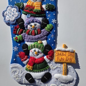 Finished Bucilla Christmas Stocking - Snow Much Fun