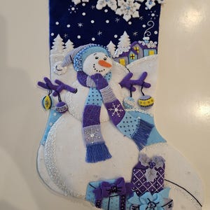 Finished Bucilla Christmas Stocking - Frosty Night