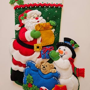 Finished Bucilla Christmas Stocking - Santa&#39;s List