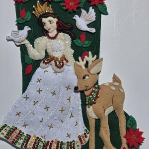 Finished Bucilla Christmas Stocking - Christmas Princess
