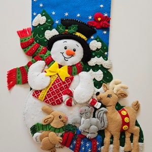 Finished Bucilla Christmas Stocking - Forest Friends