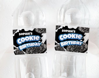 Cookie and Milk Water Bottle Labels – Printable Birthday Party Decor – Editable Template Digital Download DIY M10