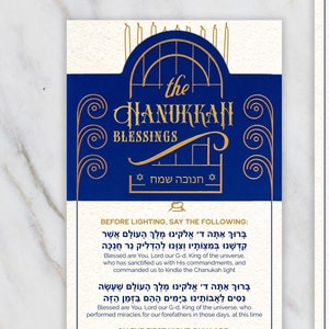Carte d'éclairage Menorah pour Hanoucca en hébreu et anglais imprimable bénédictions juives de Hanoucca Carte Maoz Tzur Bénédiction de la menorah téléchargement immédiat M30