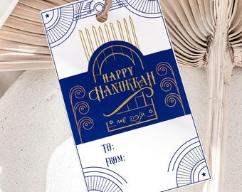 Happy Hanukkah Gift Tags, Hanukkah Party Favor Tags Kids Hanukkah Tag Chanukah Menorah Gift Tag 12 Per Sheet Instant Download M30