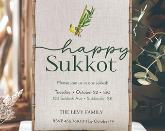 Sukkah Invitation, Succah Invite, Happy Sukkot Party Flyer, Sukkah Digital Invite סוכות Download M26