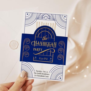Invitation fête de Hanoukka, invitation de Hanoucca pour une menorah heureuse de Hanoucca, invitation à la fête juive de Chag Sameach Téléchargement numérique instantané M30