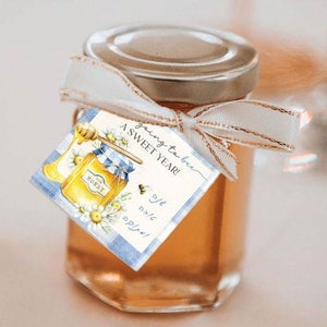 Honey Jar Favor Tag for Rosh Hashana Jewish Sweet New Year Shana Tova Gift Tag, Honey Tags Instant Download M18