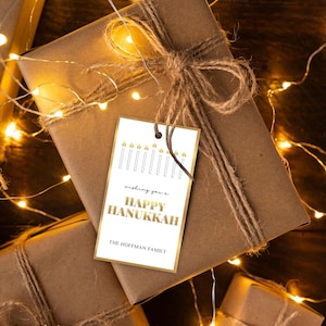 Happy Hanukkah Gift Tag, Party Favor Tags, Chanukah Party Decor Tag, Teacher Gift Tag, Thank you Tag for Hanukkah Menorah Download Print M29
