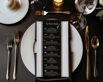 Rosh Hashanah Simanim Card for Table Decor | Black and White Rosh Hashana Simanim Blessing | Jewish Printable Simanim Menu Card M22