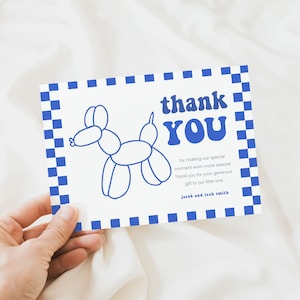 Baby Shower Brit Milah Thank You Card, Balloon Dog Baby Shower Bris M12