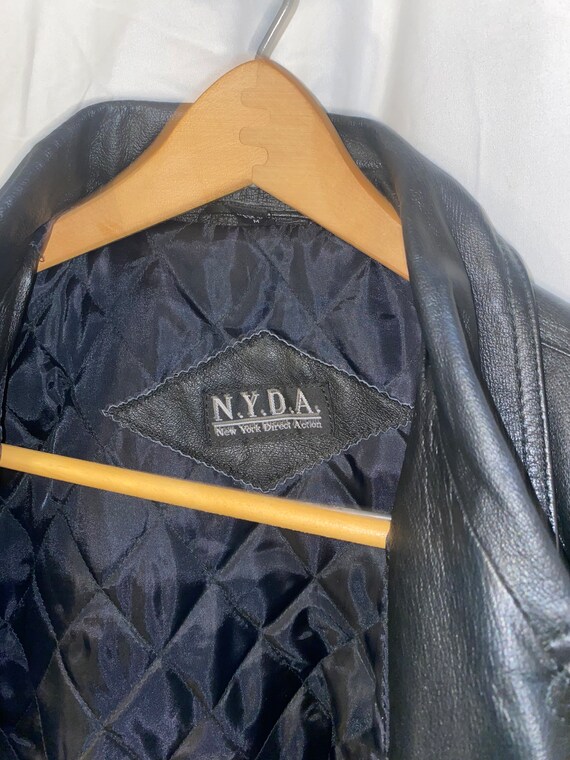 90s NYDA womens black leather belted jacket MEDIUM - image 6