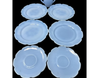 Vintage Lot Of Delphite Blue Cherry Blossom Children's Tea Set Lot 7 Pieces