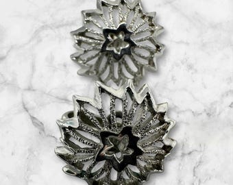 Vintage Trifari Silver Tone Star Sparkler Clip on Earrings Starburst