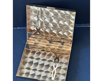 Vintage Art Deco Gold Tone Cigarette Case Jewelry Compact Excellent Condition