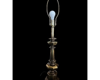 Vintage 1980's Stiffel Burnished Solid Brass Table Lamp Hollywood Regency 23.5"